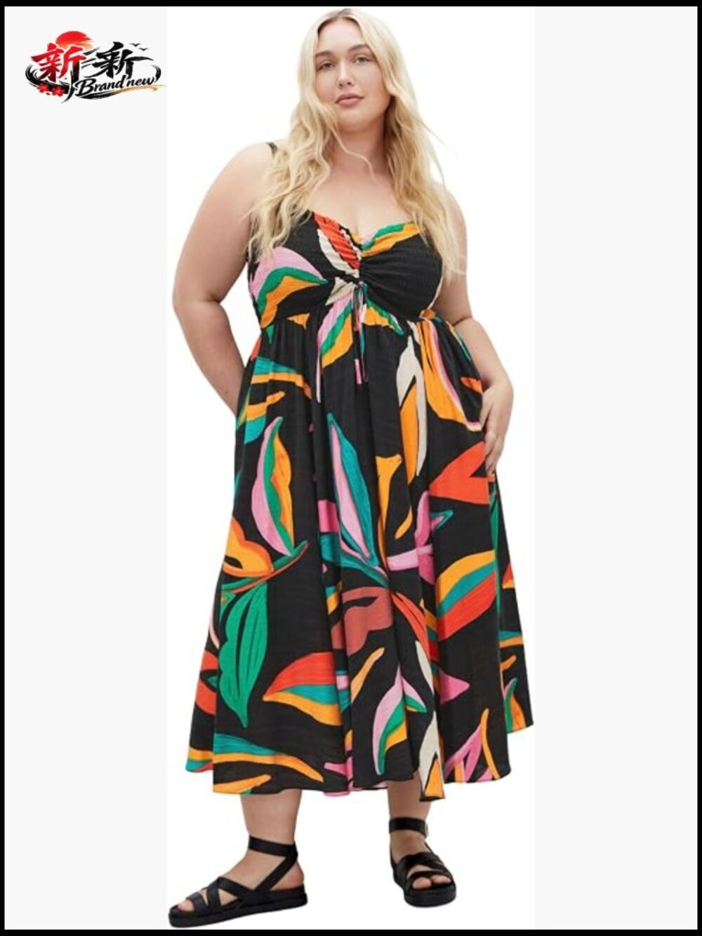 Plus Size Sleeveless Maxi Dress with Pockets - Rayon Blend